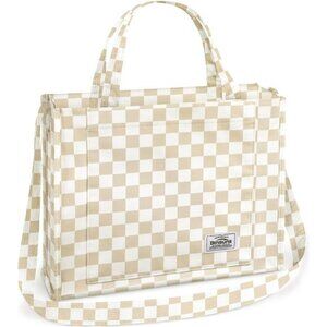 Corduroy Tote Bag for Women Medium-khaki Grid